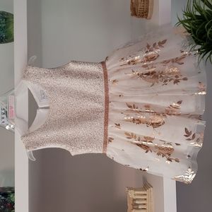 Baby Girl Foil Rose Gold Knit to Woven Dress